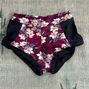 Free People Floral and Black Bikini Bottom